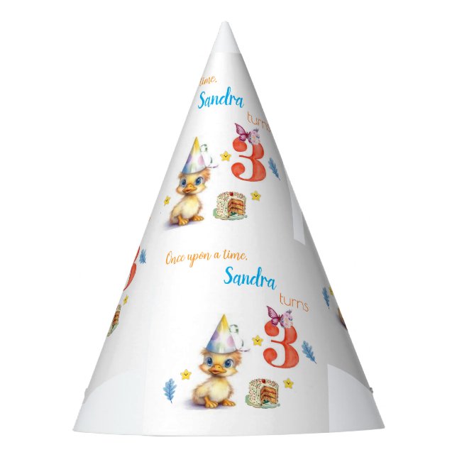 Happy Birthday Cute Chick Cake Paper Hat (Front)