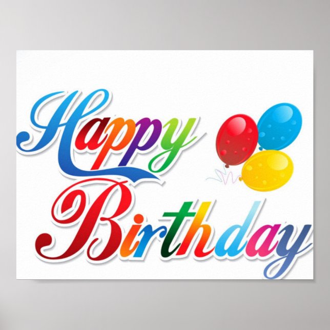 Happy birthday cute colored letters poster (Front)