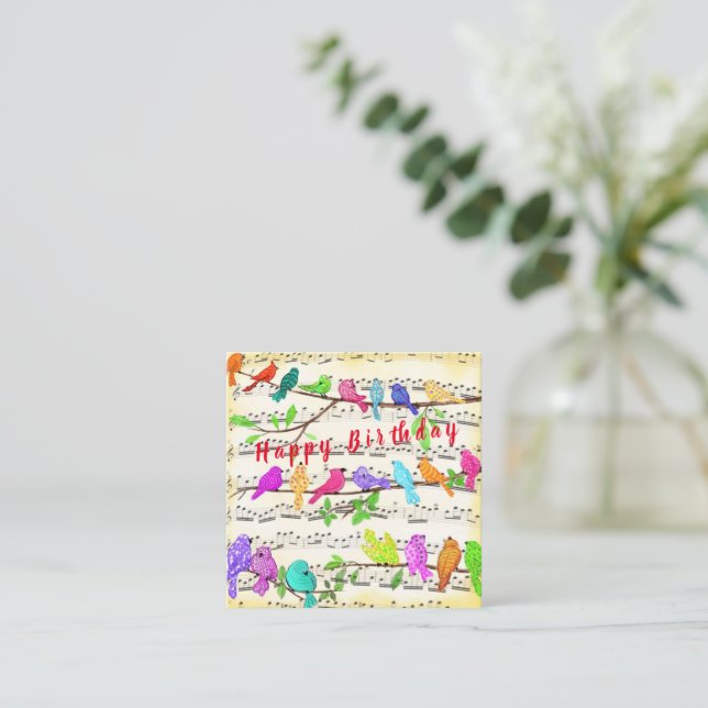 Happy Birthday Cute Colourful Musical Birds Card (Standing Front)