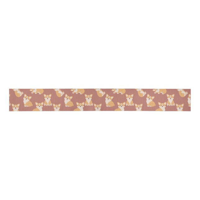 Happy Birthday Cute Corgi Pattern for Dog Lover Grosgrain Ribbon (Front)