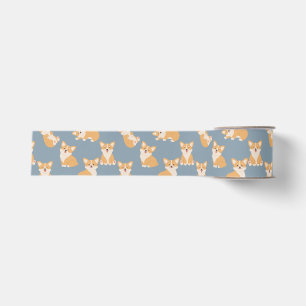 Happy Birthday Cute Corgi Pattern for Dog Lover Grosgrain Ribbon
