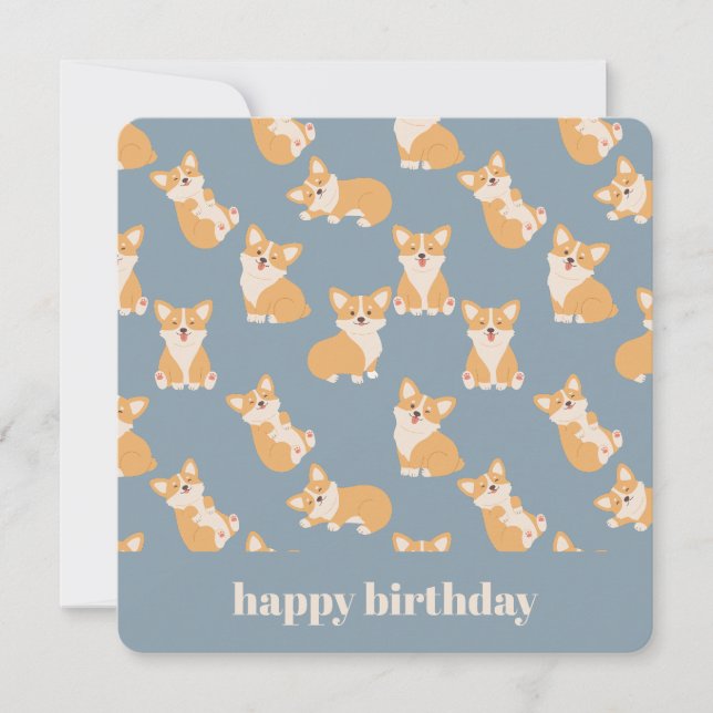 Happy Birthday Cute Corgi Pattern for Dog Lover Invitation (Front)
