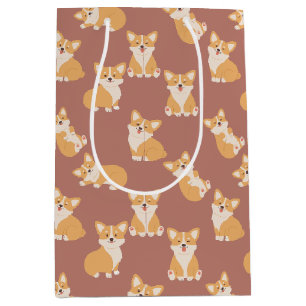 Happy Birthday Cute Corgi Pattern for Dog Lover Medium Gift Bag