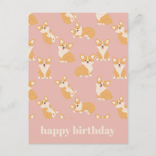 Happy Birthday Cute Corgi Pattern for Dog Lover Postcard