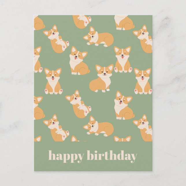 Happy Birthday Cute Corgi Pattern for Dog Lover Postcard (Front)