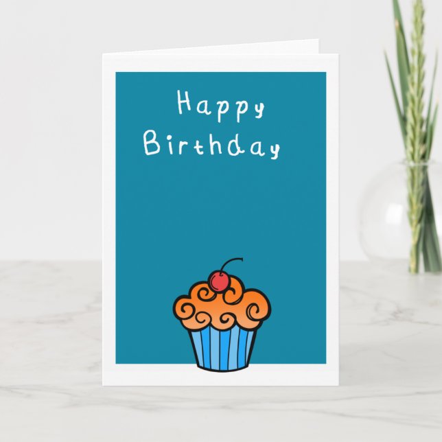 Happy Birthday Cute  cupcake Card (Front)