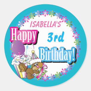Happy Birthday Cute Cupcake Squirrel DIY Age Classic Round Sticker