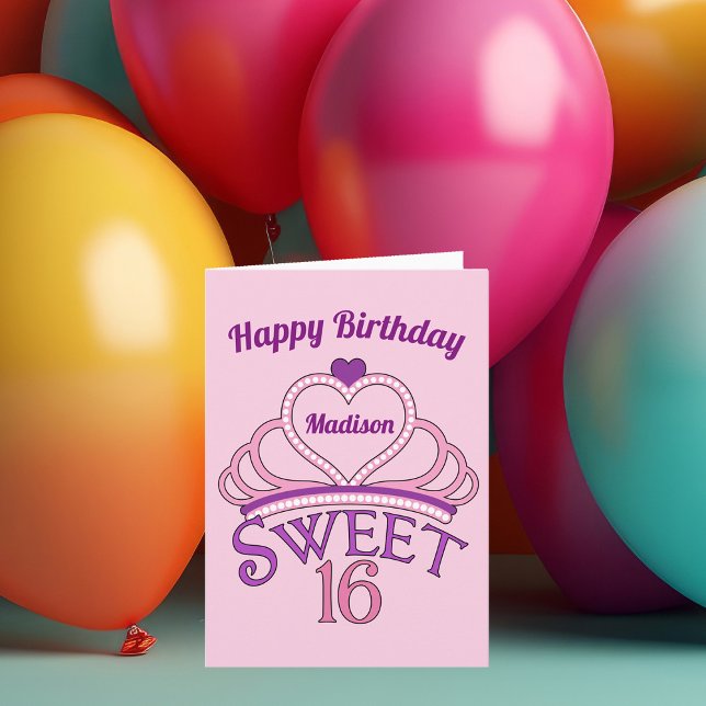 Happy Birthday Cute Custom Sweet Sixteen Card (Creator Uploaded)