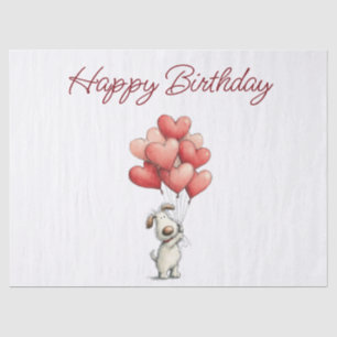 Happy Birthday Cute Dog Balloons Tissue Paper
