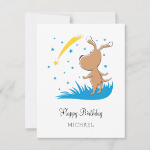 Happy Birthday Cute Dog Puppy Shooting Star Card