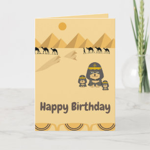 happy birthday cute egyptian dog long black hair card