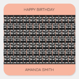 Happy Birthday, Cute Ethnic African Pattern  Square Sticker