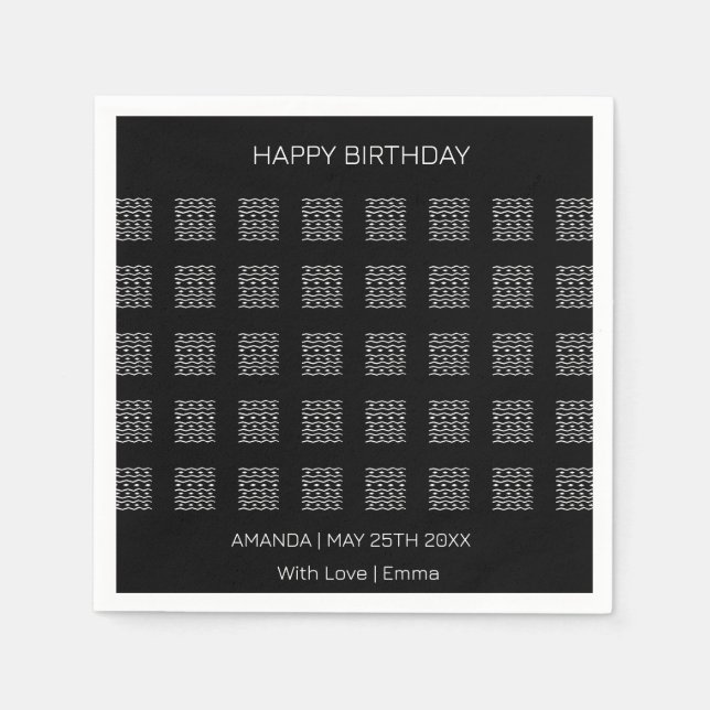 Happy Birthday, Cute Ethnic Pattern Napkin (Front)