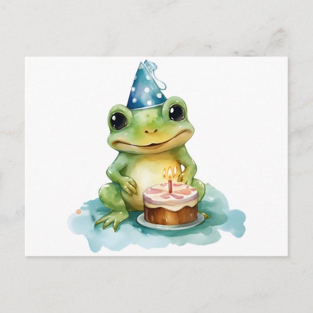 Happy Birthday Cute frog Postcard (Front)