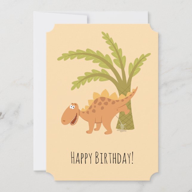 Happy Birthday Cute Fun Dinosaur Dino Peeing Card (Front)