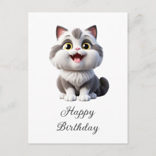 Happy Birthday Cute Funny Cat Postcard
