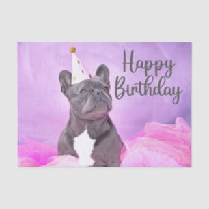 Happy Birthday Cute Funny French Bulldog  Tissue Paper