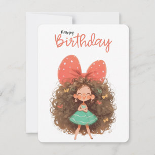 Happy Birthday Cute Girl Holiday Card