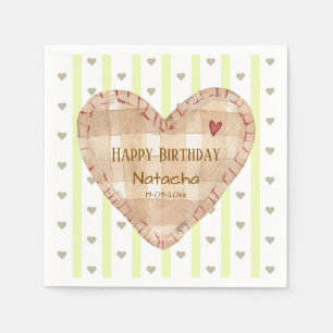 Happy birthday Cute girly heart pattern Napkin