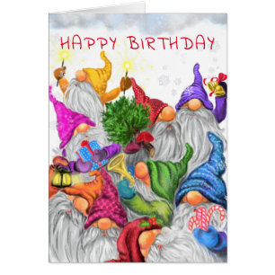 Happy Birthday - Cute Gnomes Birthday Celebration