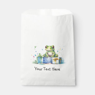 Happy Birthday Cute Green frog with wrapped gifts Favour Bags