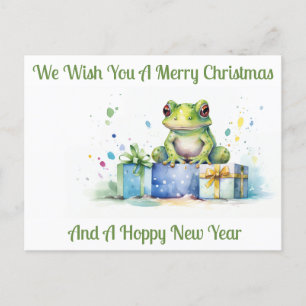 Happy Birthday Cute Green frog with wrapped gifts Postcard