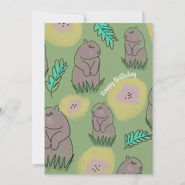 Happy Birthday Cute Groundhog Card (Front)