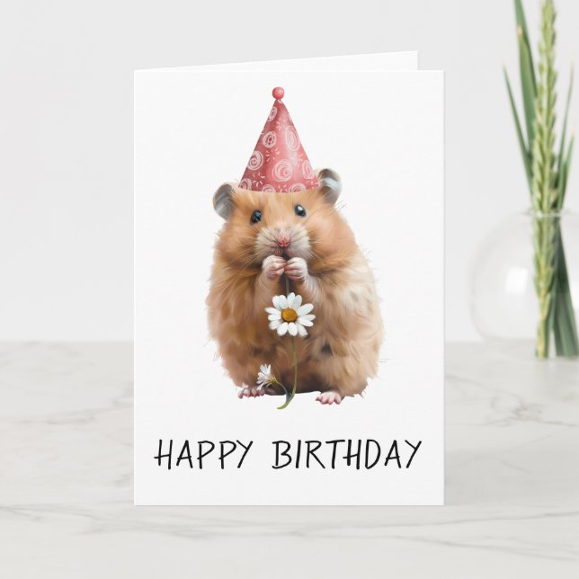 Happy Birthday Cute Hamster  Card (Front)