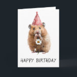 Happy Birthday Cute Hamster  Card<br><div class="desc">This design was created though digital art. It may be personalised in the area provide or customising by choosing the click to customise further option and changing the name, initials or words. You may also change the text colour and style or delete the text for an image only design. Contact...</div>