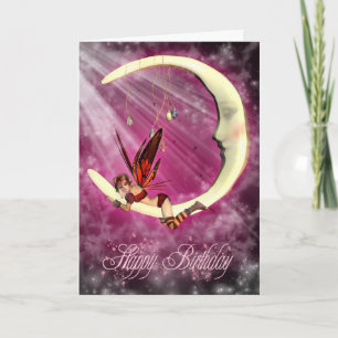 Happy birthday Cute January Moon Fairy Card