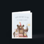 Happy Birthday | Cute Kids Party Animals Card<br><div class="desc">This adorable birthday card is perfect for any recipient. Add a custom message for that extra personalised touch. Add your custom wording to this design by using the "Edit this design template" boxes on the right hand side of the item, or click the blue "Customise it" button to arrange the...</div>