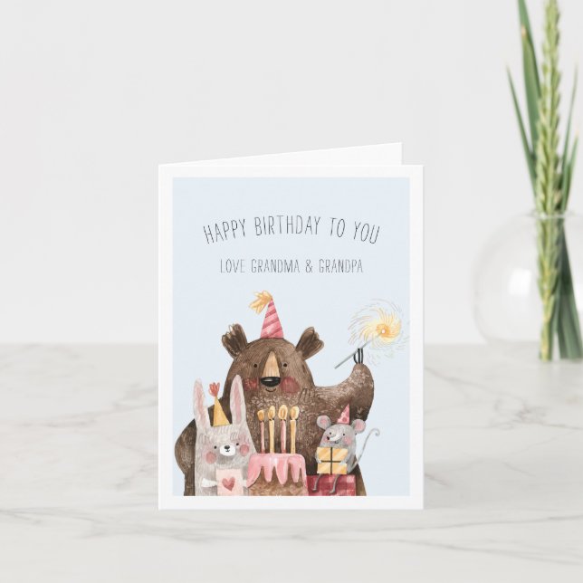 Happy Birthday | Cute Kids Party Animals Card (Front)