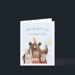 Happy Birthday | Cute Kids Party Animals Card<br><div class="desc">This adorable birthday card is perfect for any recipient. Add a custom message for that extra personalised touch. Add your custom wording to this design by using the "Edit this design template" boxes on the right hand side of the item, or click the blue "Customise it" button to arrange the...</div>