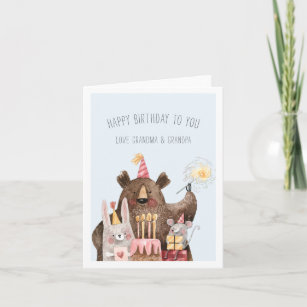 Happy Birthday   Cute Kids Party Animals Card