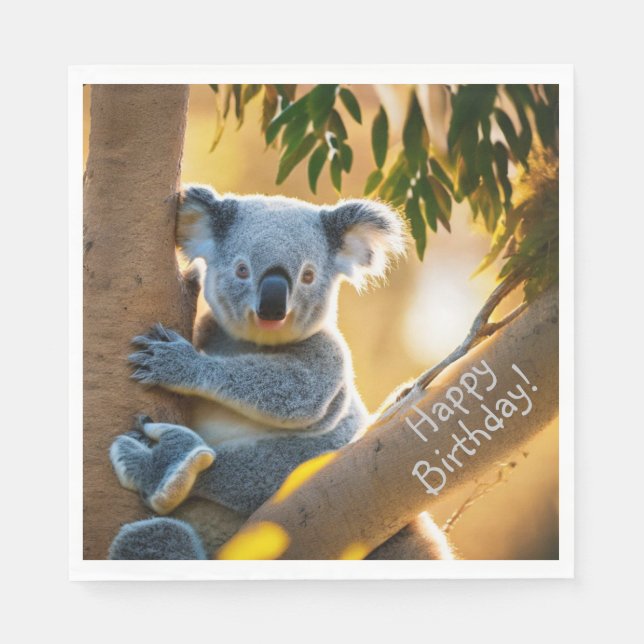 Happy Birthday Cute Koala Bear Napkin (Front)