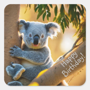 Happy Birthday Cute Koala Bear Stickers