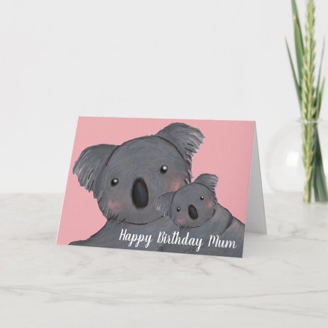 Happy Birthday cute koala mother & baby Card (Front)