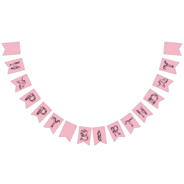 Happy Birthday Cute Magical Unicorn Typography Bunting (All)