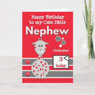Happy Birthday cute Nephew any age red grey Card
