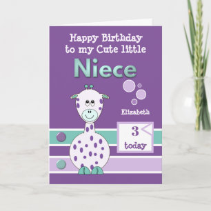 Happy Birthday cute Niece any age purple green Card