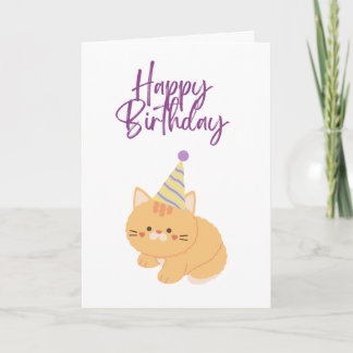 Happy Birthday Cute Orange Cat Card