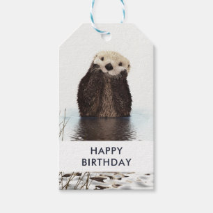 Happy Birthday Cute otter Photograph Gift Tags