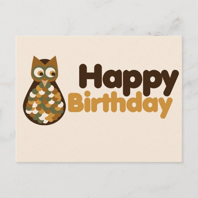 Happy Birthday Cute Owl Design Postcard (Front)