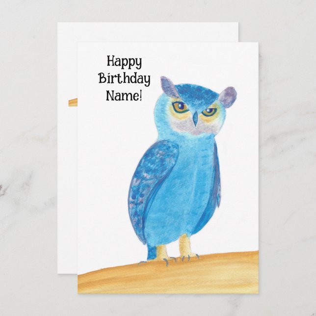 Happy Birthday Cute Owl Greeting Cards (Front/Back)