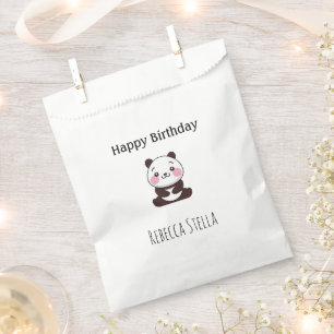 Happy birthday cute panda bear white favour bags