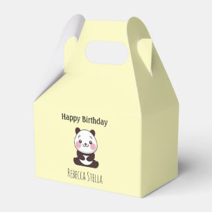 Happy birthday cute panda bear yellow favour box