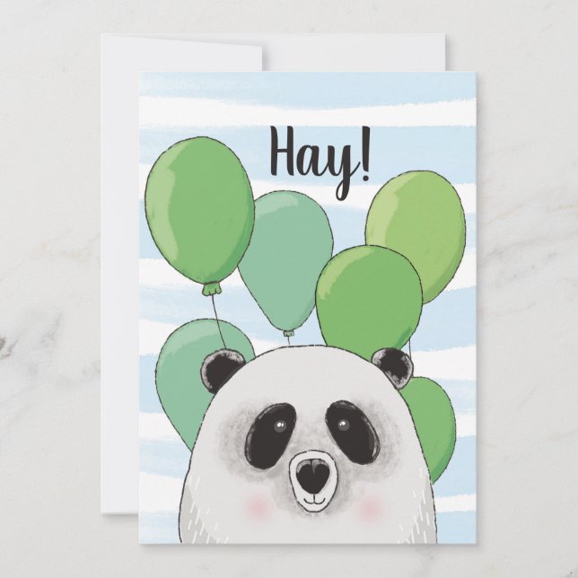 Happy birthday. Cute panda. Blue green animal (Front)