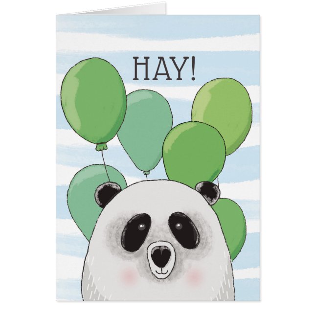Happy birthday. Cute panda. Blue green animal card (Front)