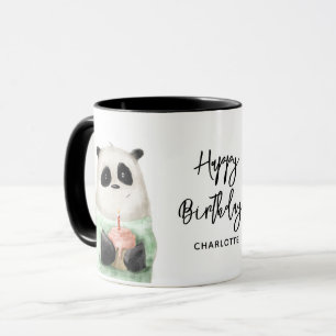 Happy Birthday Cute Panda Cake Personalised Name Mug