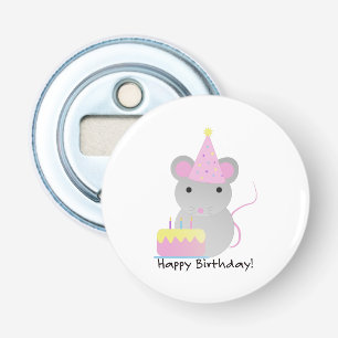 Happy Birthday Cute Parrty Mouse Bottle Opener
